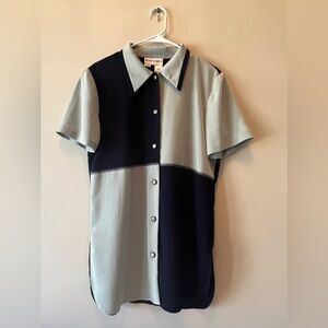 Two-Tone Button-Up Women's Top